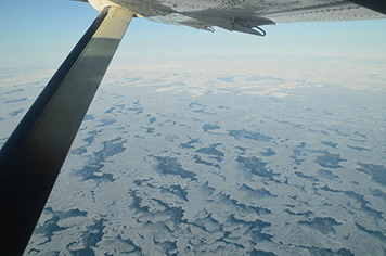 View of sea ice cover from a plane.