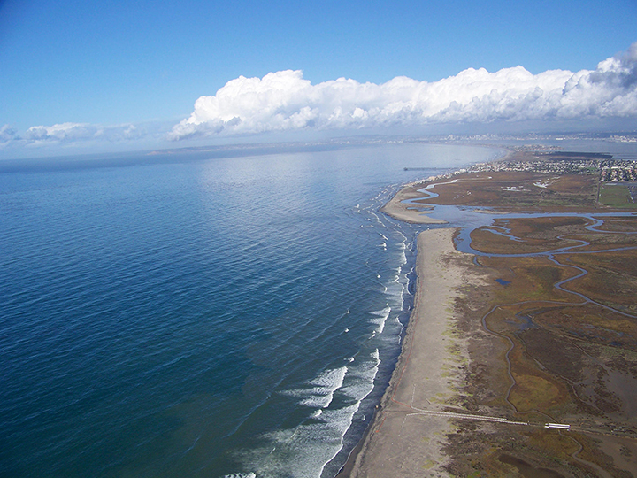 Coastline of Tijuana River National Estuarine Research Reserve in southern California.