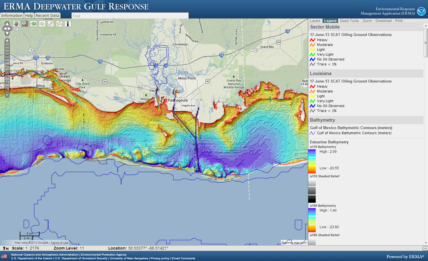 Gulf Water Depth Chart