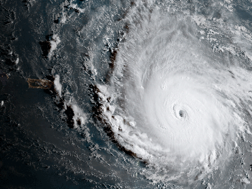 A satellite image of a hurricane.