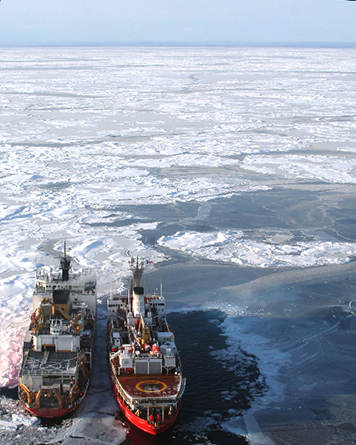 Coast Guard Icebreaker Healey in Arctic waters.