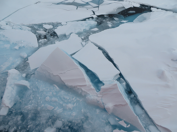 Sea ice broken up by the Coast Guard icebreaker