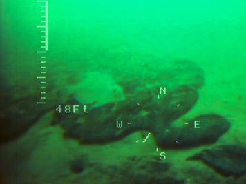 Submerged oil from Tank Barge DBL 152 on the seafloor in the Gulf of Mexico. (EXTRIX, December 2005)
