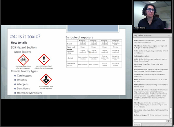 Screen grab of OR&R chemist presenting to the group.