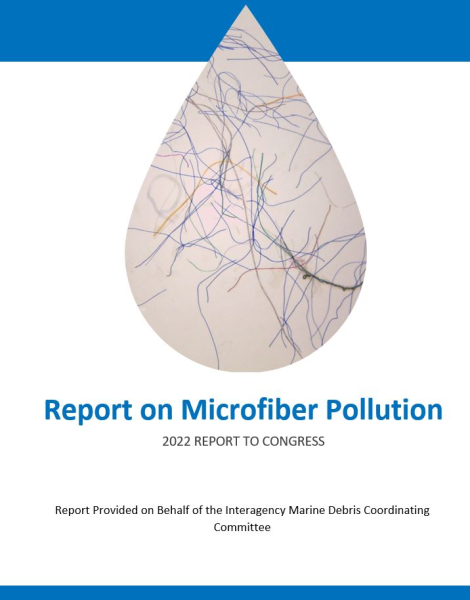 A cover for "A Report on Microfiber Pollution."