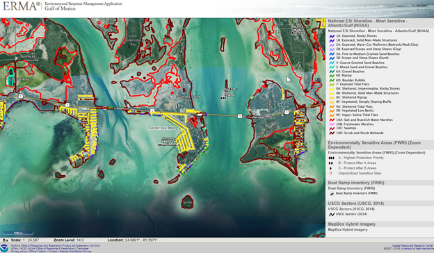 Screen shot of an ERMA map.