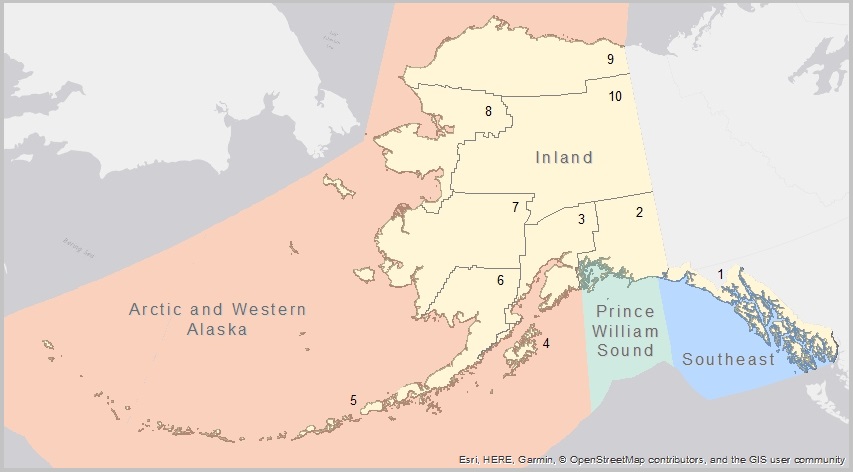Map of Alaska and surrounding area. 