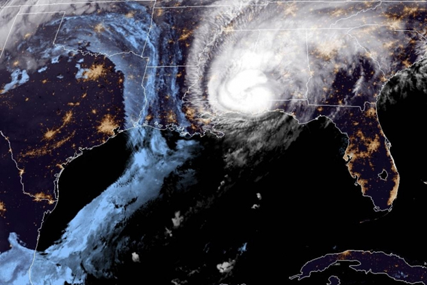 Satellite image of hurricane.