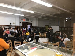 Students seated in a classroom.