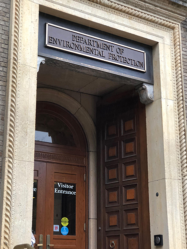 A large doorway into an older building. 