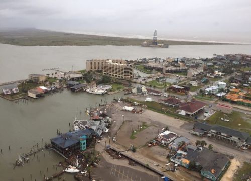 Flooded urban area near the Gulf of Mexico.