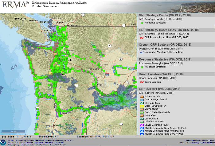 ERMA map of Pacific Northwest region.