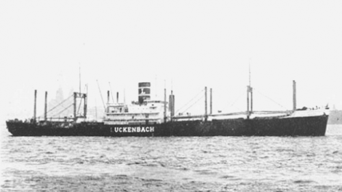 A black and white photo of a vessel.