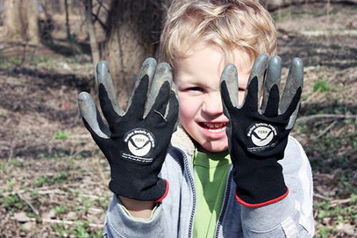 Photo of boy with gloves.