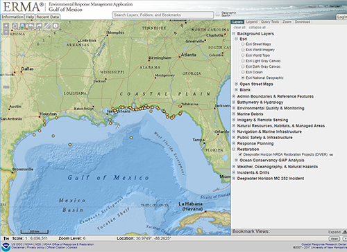 Map of Gulf coast.