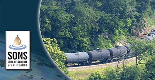 Part of the program with photo of train tank cars.