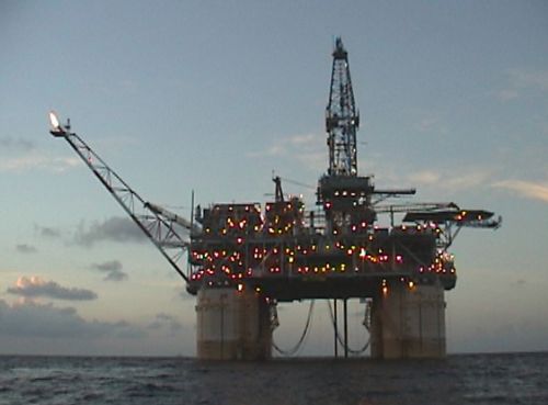 Oil platform at sea.