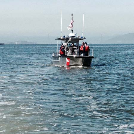 Photo of boat on the water for a field training exercise.