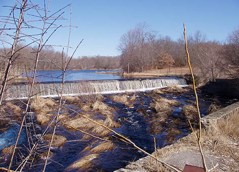 The Sawmill Dam before NOAA helped install fishways on the Acushnet River in MA.