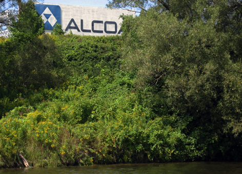 Alcoa aluminum factory with trees.