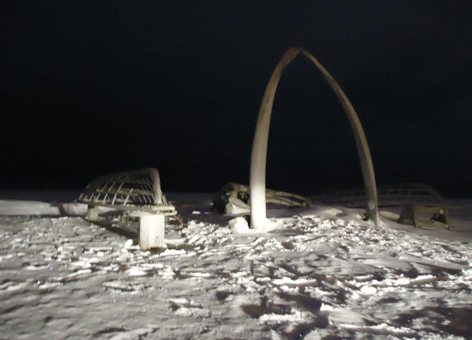 Barrow, Alaska, bowhead whale bone monument to lost sailors.