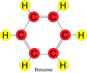 Diagram of the molecular structure of benzene.