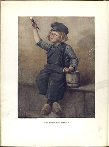 Illustration of a little boy painting used in Dutch Boy paints logo.