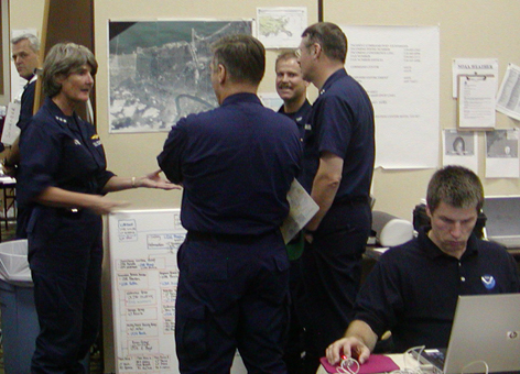 U.S. Coast Guard uses NOAA GIS satellite image map during Hurricane Katrina.