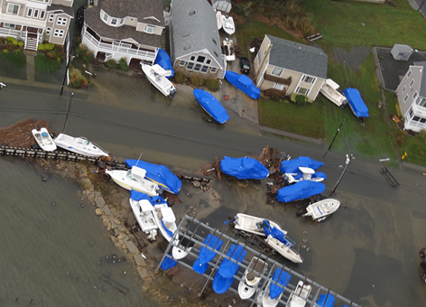Boats were displaced and houses flooded in Brigantine, N.J., after Sandy in 2012