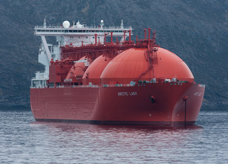 LNG tanker Arctic Lady near shore.