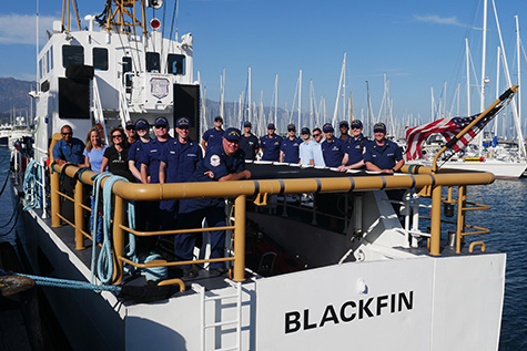 Team of drone pilots and representatives and leads from NOAA and the U.S. Coast Guard on the USCG Cutter Blackfin (Credit: NOAA). 