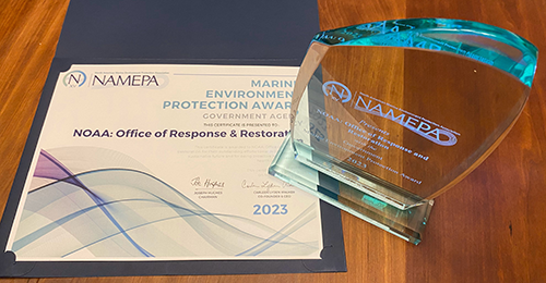 2023 NAMEPA Marine Environment Protection Award (Government Agency), awarded to NOAA’s Office of Response and Restoration. Image credit: NOAA.