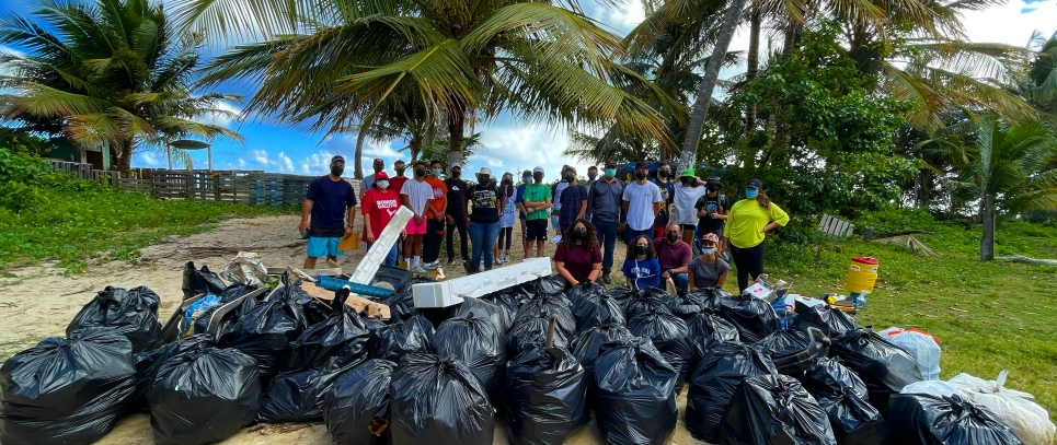 Image showing staff and marine debris collected in Puerto Rico. 