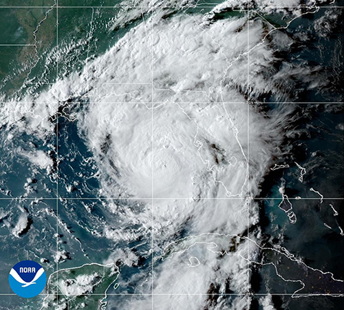 NOAA GOES-16 GeoColor Satellite Imagery of Hurricane Idalia on August 29, 2023.