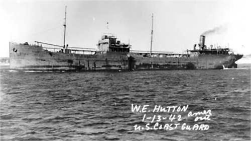 Black and white historical photo of ship.