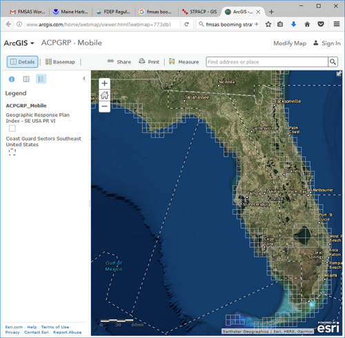 Image of mapping software showing Florida.
