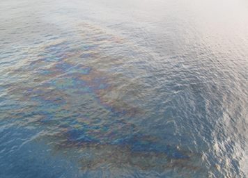 Oil sheen on ocean surface.