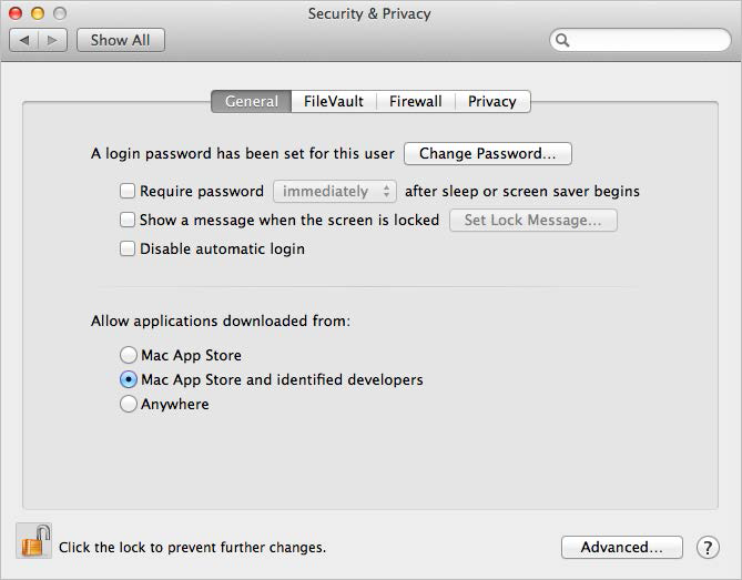 mac security settings allow applications from anywhere