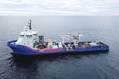 A photo of a vessel on water. 