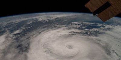 A satellite image of a hurricane.