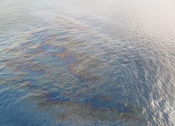 Oil sheen on ocean surface.