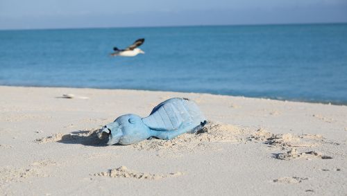 A toy on the beach. 