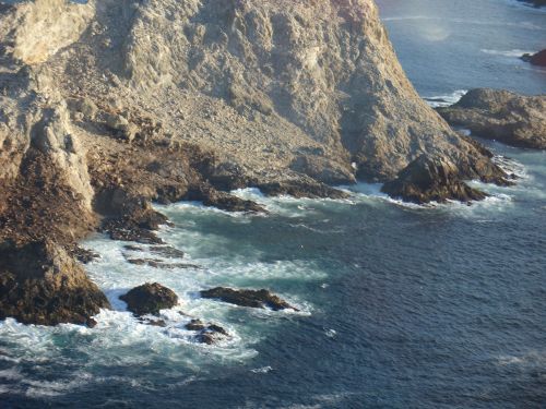 A view of a rocky shoreline.