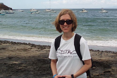 A girl on a beach.