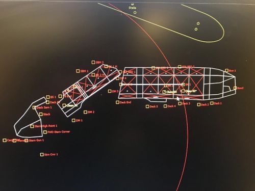 Schematic of a sunken ship.