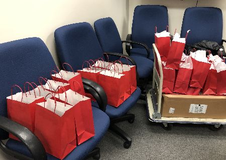 Assembled gift bags.