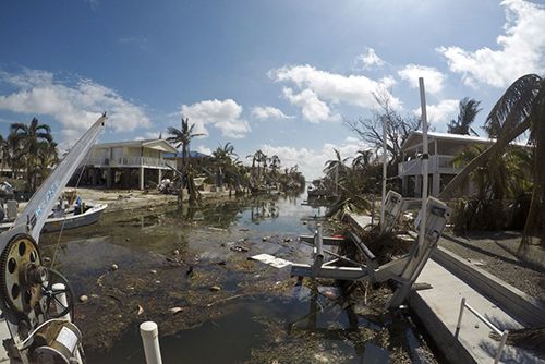 Waterway with a lot of debris in the water. 