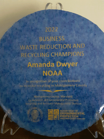 A photo of an award.