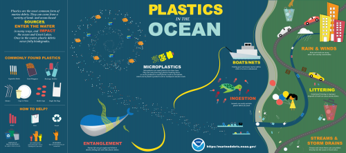 Some of the many ways that plastics can enter our oceans. Map showing various ways that plastics can enter the ocean.