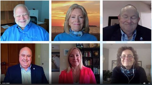 Screenshot of six virtual panel participants.